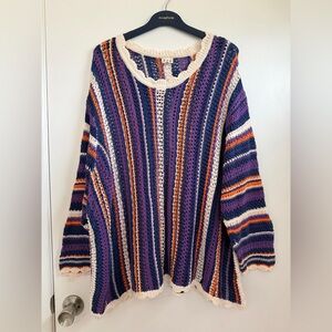 POL boho colorful stripes knit sweater